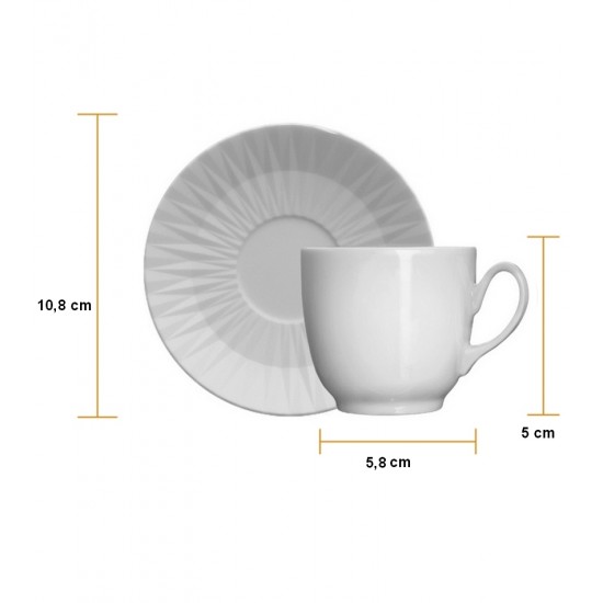 Xicara Para Café 75ml Com Pires Diamante Porcelana Germer